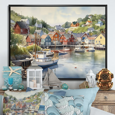 Petite ville portuaire de la Norvège III - Impression sur toile encadrée