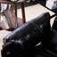 Fauteuil de style rétro pour bureau, avec revêtement en cuir hydrofuge amovible, structure en bois d'hévéa, housse de coussin de siège médiévale moderne noir antique, surface, sans métal, salon approprié,-1946834423
