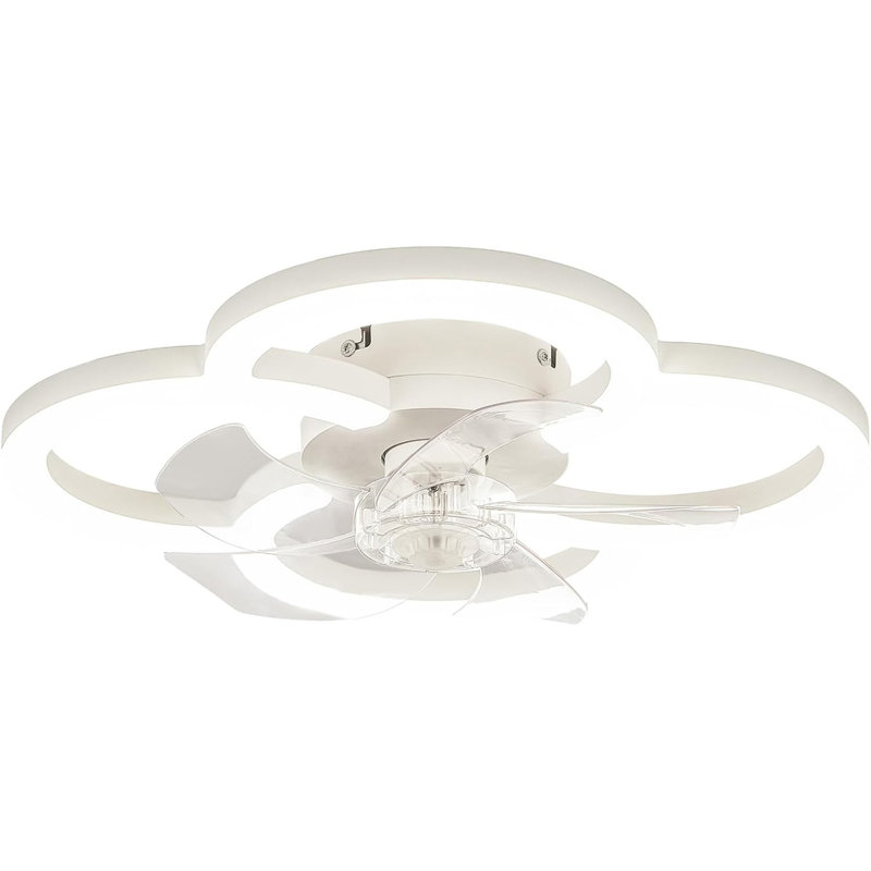 Ventilateurs de plafond avec lumières et télécommande, ventilateur de plafond encastré avec lumière, ventilateurs de plafond modernes à DEL à intensité variable 3000-6500K, 6 vitesses de vent, petit ventilateur de plafond à profil bas pour chambr
