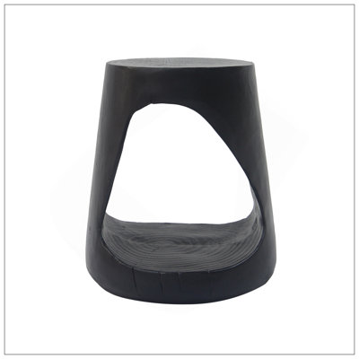 MGO Hollow Side Table, Wood-Like Texture, Black Color