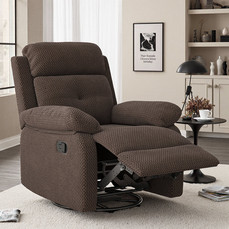 Petit fauteuil inclinable et pivotant à bascule pour femmes adultes pour petits espaces, chambre à coucher, salon, Brown