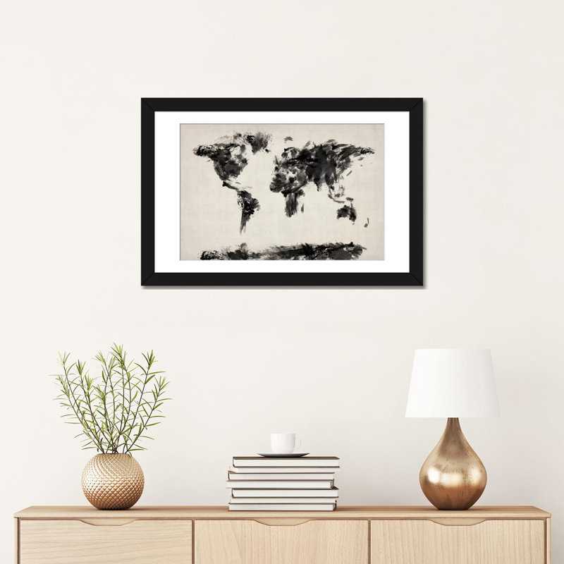 « map of the world painting splashs » par michael tompsett, impression sur toile, H 24 po x l 32 po x P 1 po, Blanc