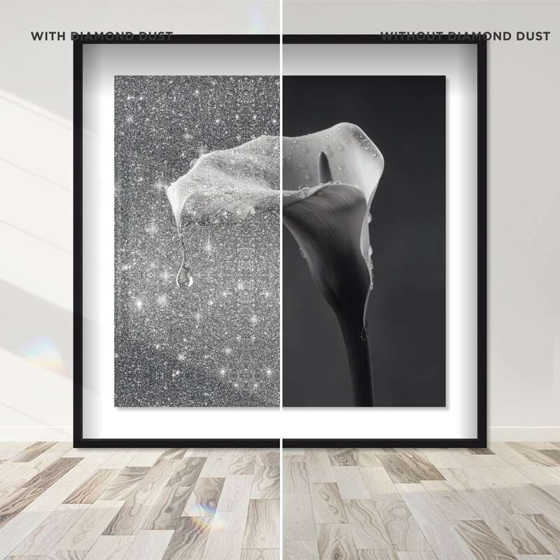 Midnight Rain Shadowbox Floral & Botanical Print by Oliver Gal, Black Frame, 12 x 12, 41.5"H x 41.5"W, Black Shadowbox