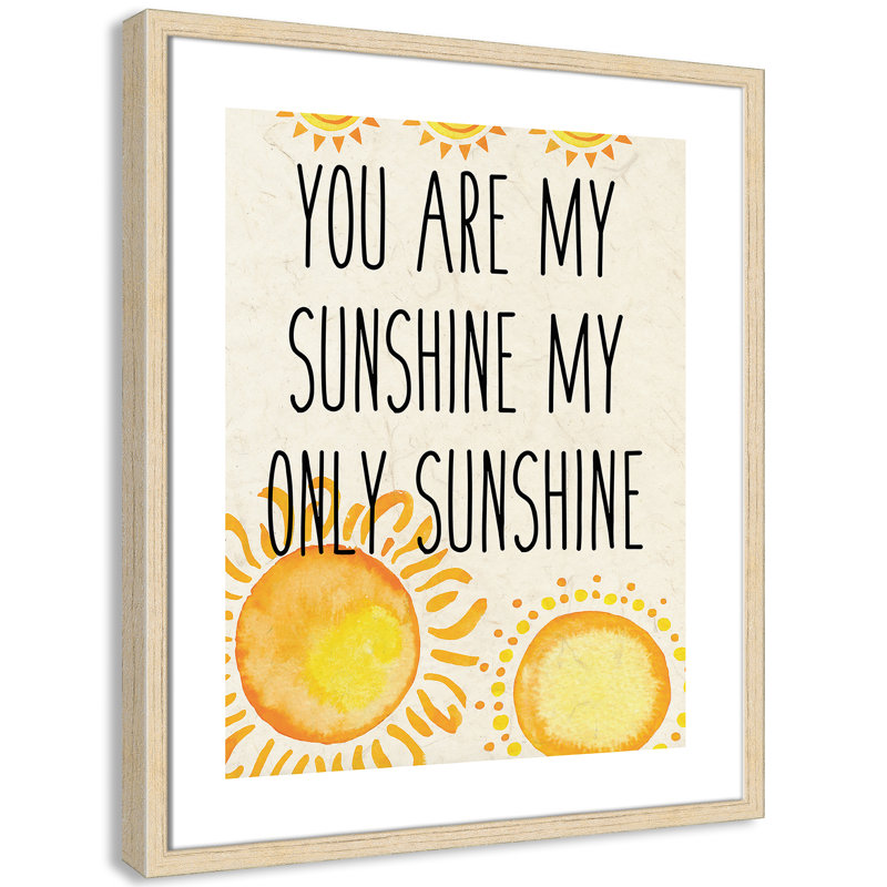 Sunshine A' Wall Decal, 34.5" H x 24.5" W x 1.18" D, Beige Box Framed