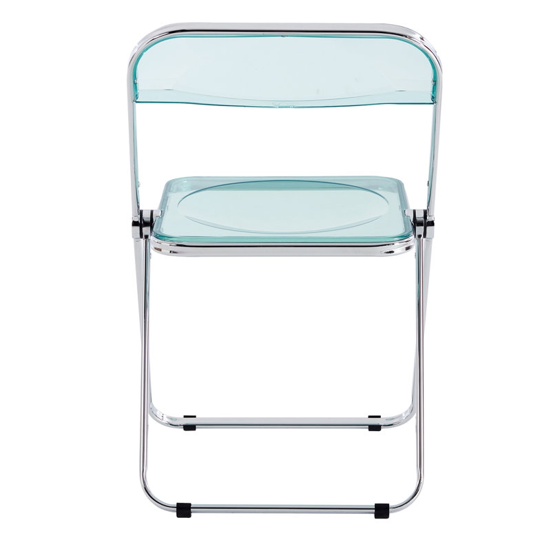 Chaise d'appoint avec structure en acier, plastique, Bleu clair