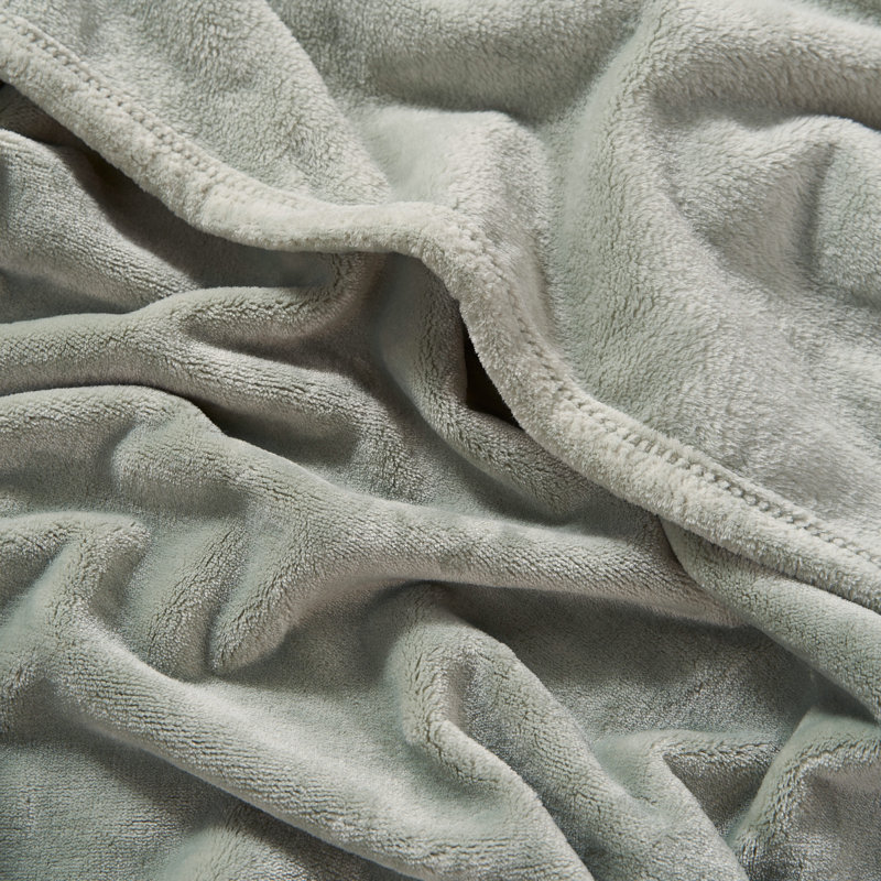 The Sheet Lab Solid Plush Throw Blankets, Desert Sage Green