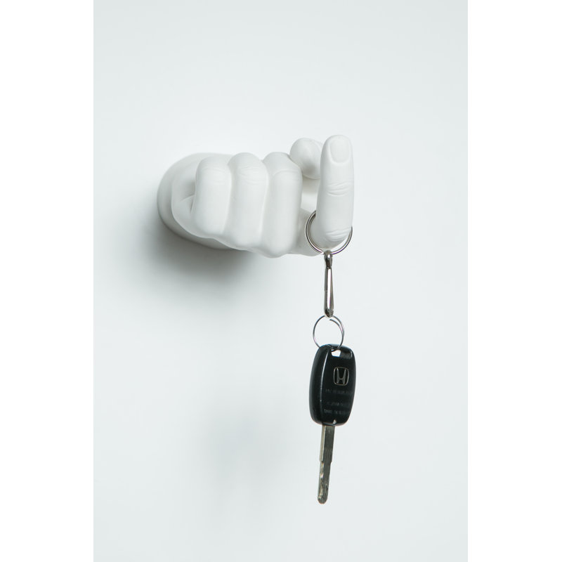 White Come Here Hand Wall Mount - 7.5" long