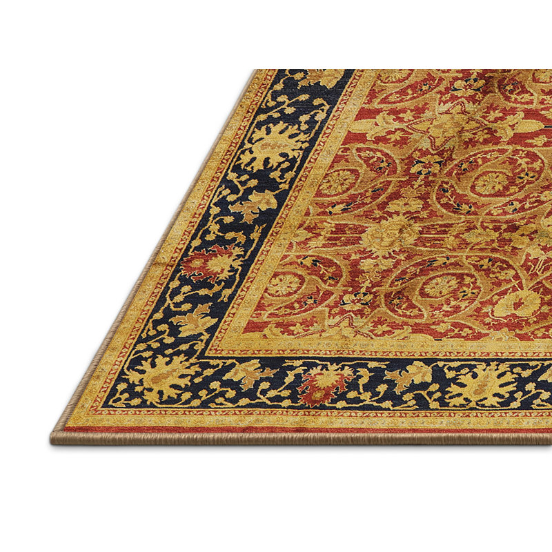 Tapis doré / rouge / bleu foncé Rafn, Rectangle 5 pi x 8 pi
