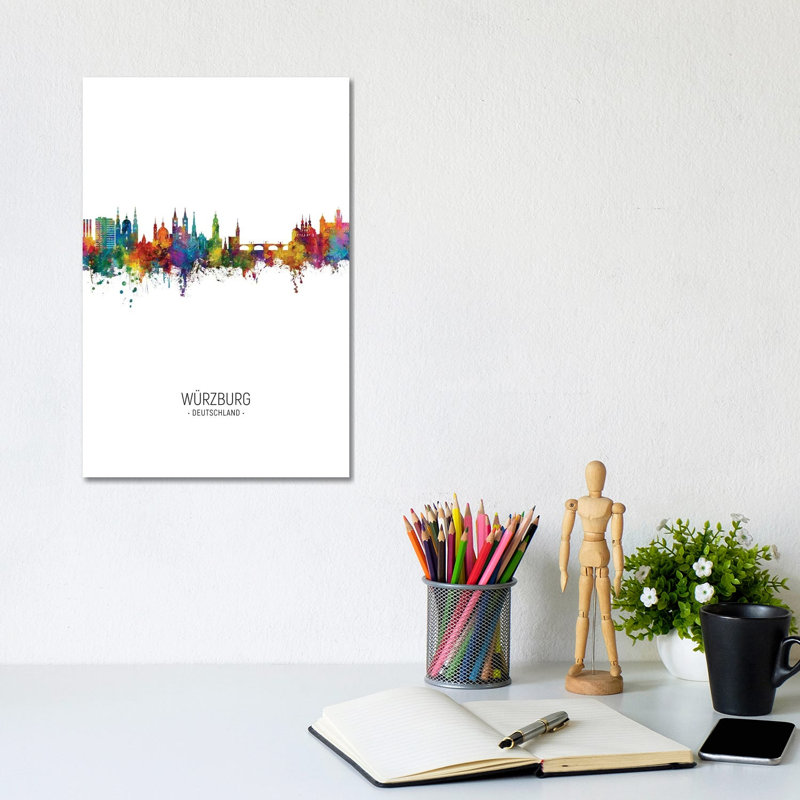 Wurzburg Deutschland Skyline Portrait by Michael Tompsett - Wrapped Canvas Rectangle Print, 20.32 cm H x 30.48 cm W