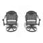 Chaise de patio pivotante en fonte d'aluminium 2 pièces avec structure et coussins noirs-1491327590