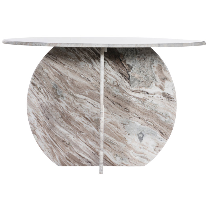 Hosni Round Marble Dining Table, Brown