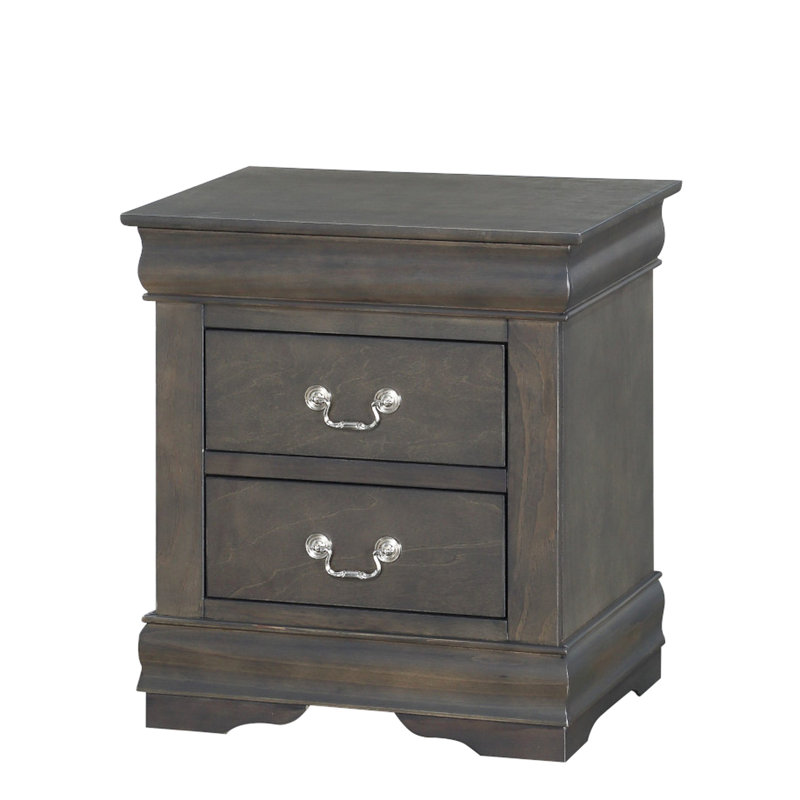 Ensemble de chambre de charme 2 pièces gris foncé - Très grand lit oriental et table de chevet fonctionnelle catégorisant Splendid Assorting Chic