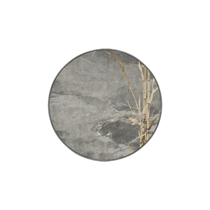 Machine Washable Gray Area Rug, Round 6'