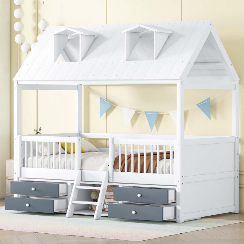 Structure de lit en bois, Simple, Blanc