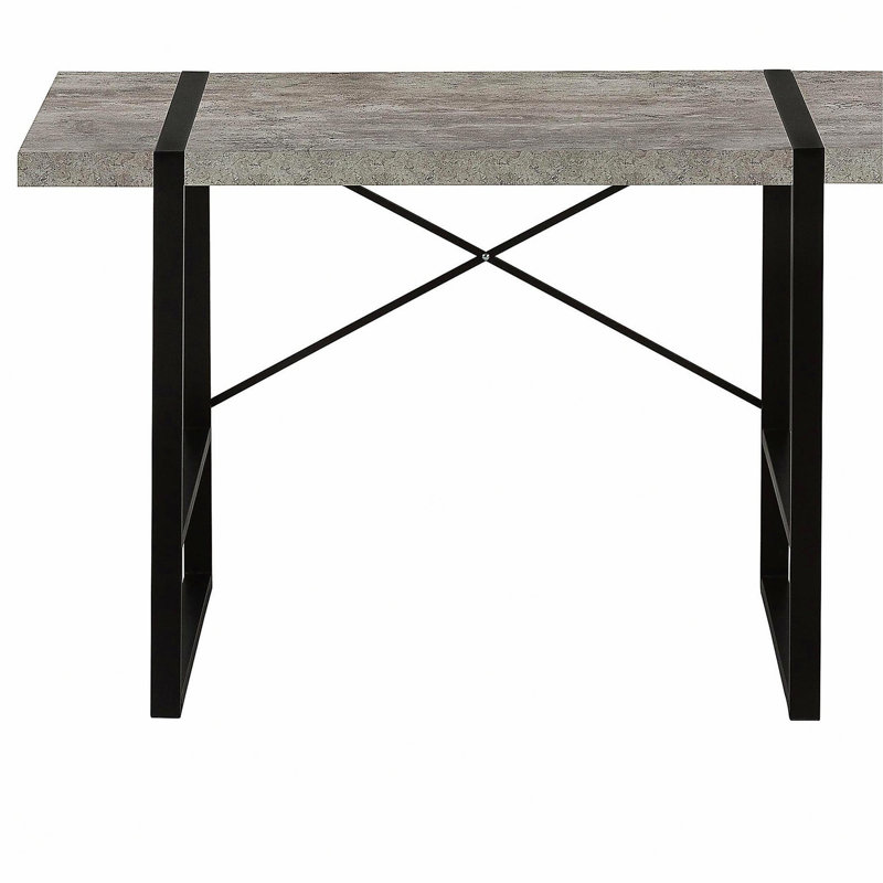 Bureau d'ordinateur, bureau personnel, ordinateur portable, l 48 po, travail, stratifié gris, métal noir, contemporain, moderne