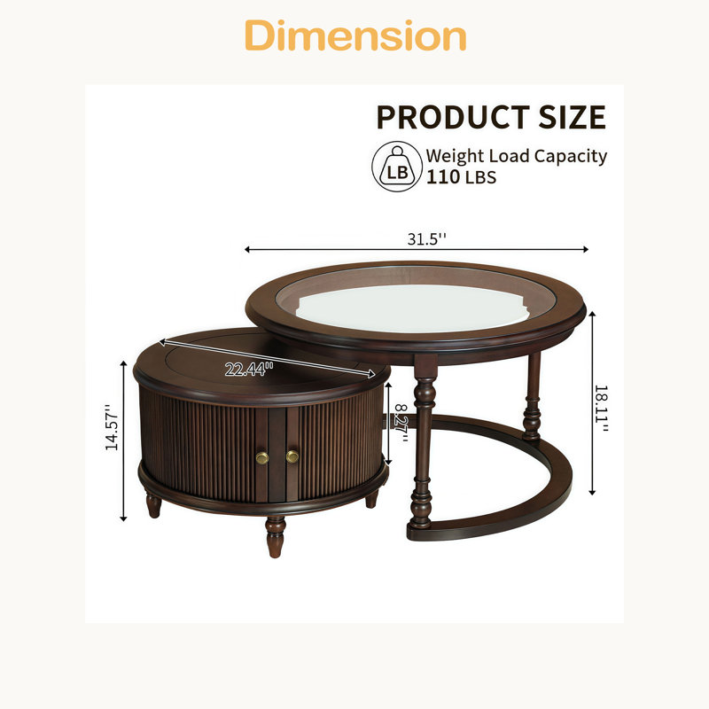 Ensemble de tables basses Modern Modern, Marron foncé
