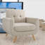 Fauteuil décoratif contemporain avec revêtement en lin, beige