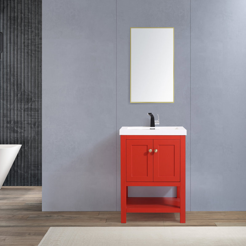 Ensemble de meuble-lavabo simple 25 po Mclachlan, Rouge