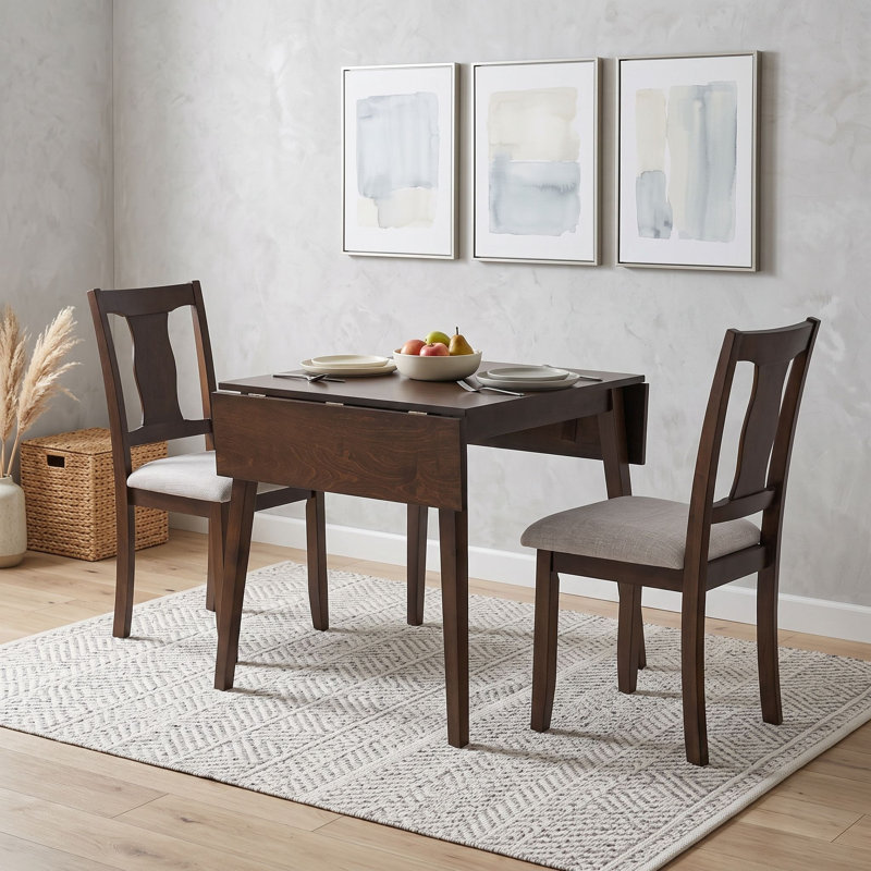 Ensemble de table de salle à manger pliable compacte 3 pièces avec 2 chaises rembourrées, ensemble de salle à manger compact pour la cuisine