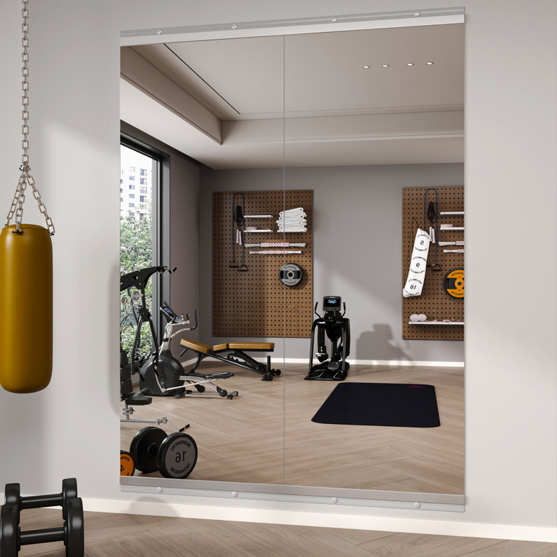 Ebern Designs Full Length Rectangle Wall Mirror Home Gym Mirror Dance Studio Mirror Tempered Glass Mirror, 55" x 21"