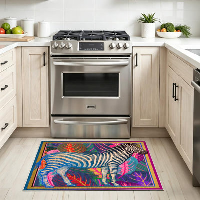 Tapis zébré gris à motif abstrait zébré africain à motif animal lavable à la machine