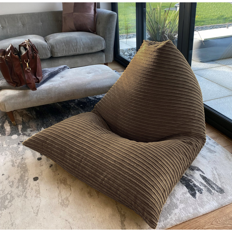 Jumbo Cord Adult Wedge Corduroy Refillable Bean Bag Lounger, Brown