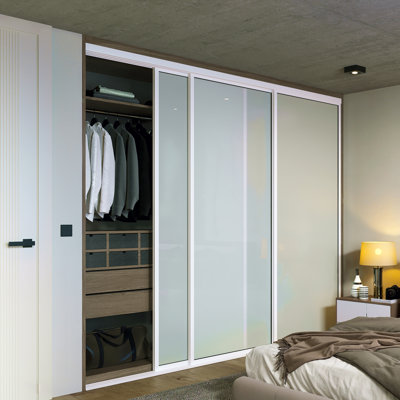 3 Panel Frosted Glass Sliding Closet