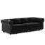 Canapé Chesterfield convertible en lit, canapé trois places en velours avec pouf amovible