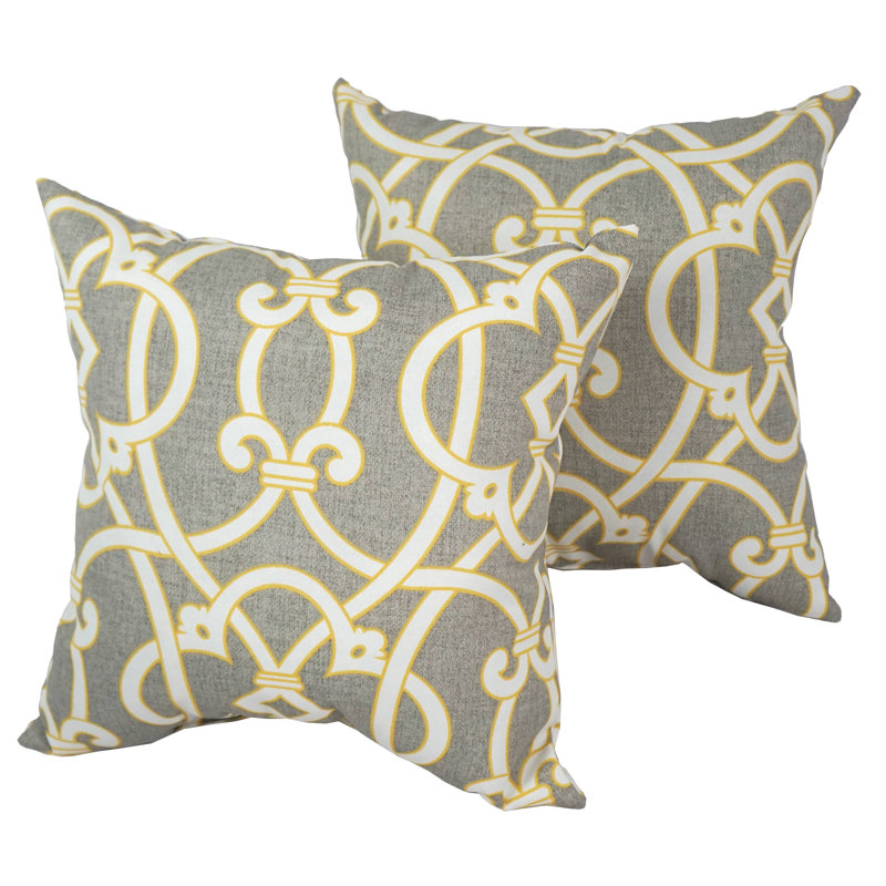 Damask Outdoor Reversible Throw Pillow