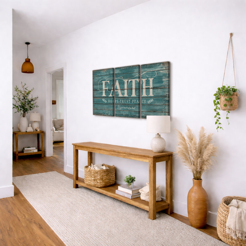 Rustic Faith Hope Trust Peace, H 36 po x l 72 po, Toile tendue