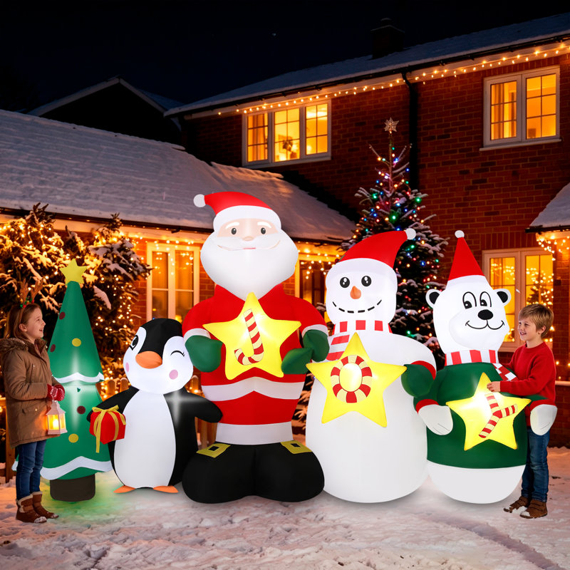 Décoration de jardin gonflable de Noël pour père Noël 6 pi avec lumières à DEL intégrées, explosion rapide de 10 s