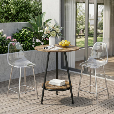 25.6" Modern Counter Height Bar Stools with Transparent Seats and Metal Frames