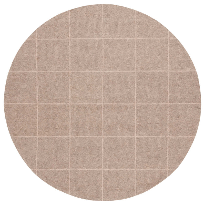  300 Hand Tufted Wool/Cotton with Latex Geometric Rug in Beige, Round 6'