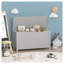 Boîte à jouets pour enfant en bois aggloméré gris avec couvercle à charnières de sécurité - Coffre de rangement conforme aux normes TSCA et CPSIA-129456367