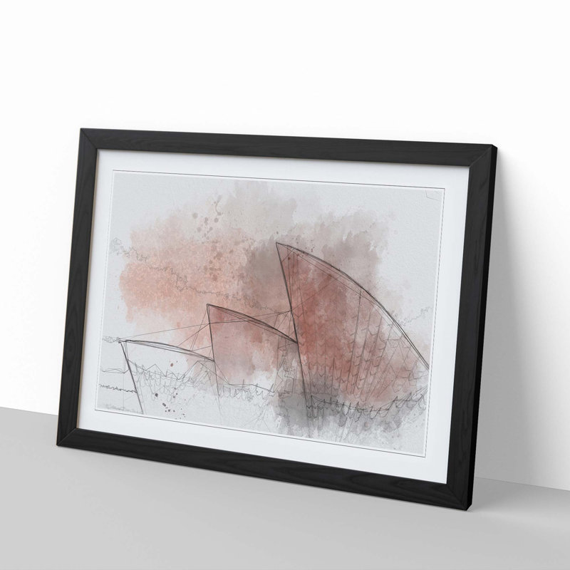 The Sydney Opera House in Abstract - Framed Print, Black, 35cm H x 50cm W x 2cm D