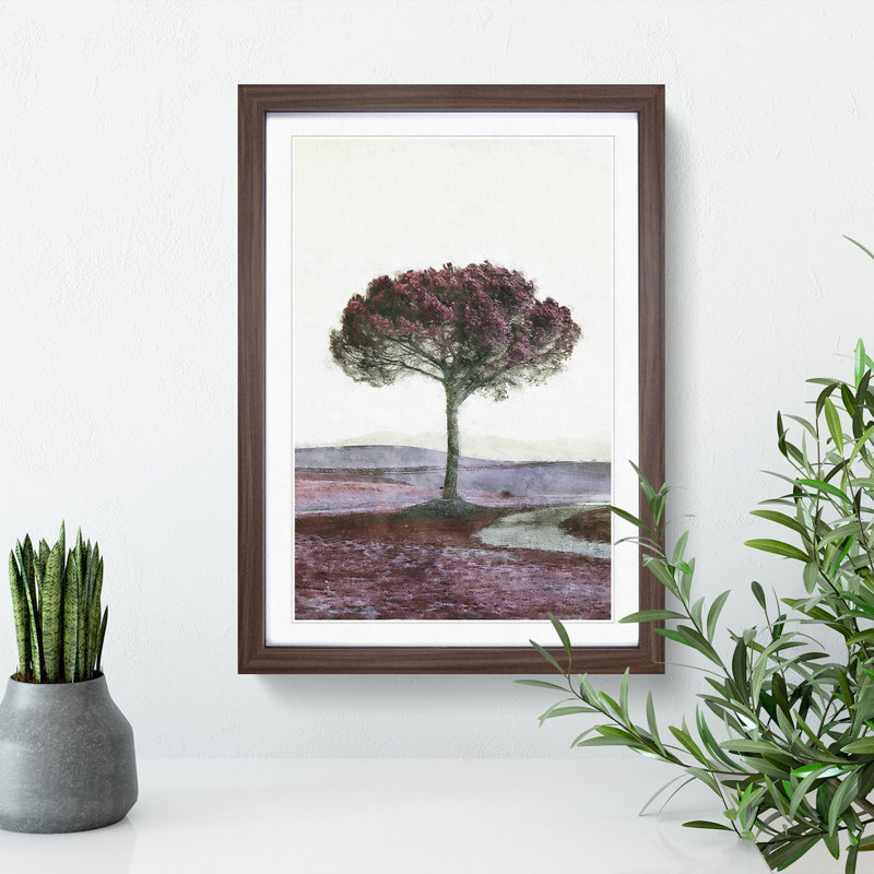 Tree in Tuscany Italy - Picture Frame Painting Print, 33cm H x 24cm W x 2cm D, Walnut Framed