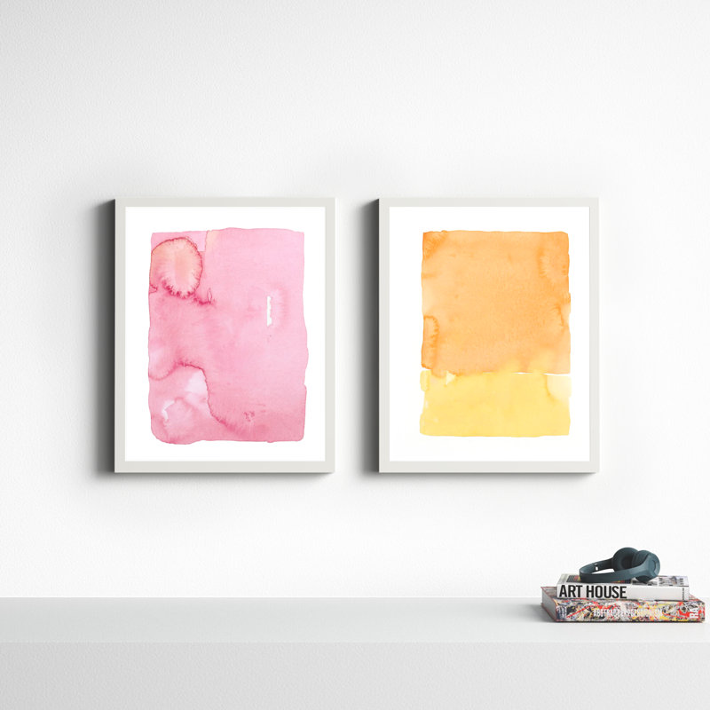 "Lucio Orange Splash" par Jacques Pilon - impression sur papier encadrée 2 pièces, Bois blanc, H 30 po x l 24 po