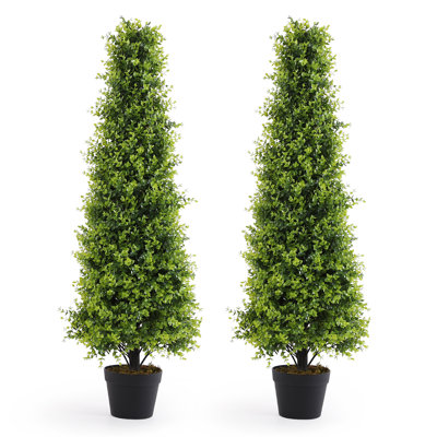 Faux buis en pot de ciment