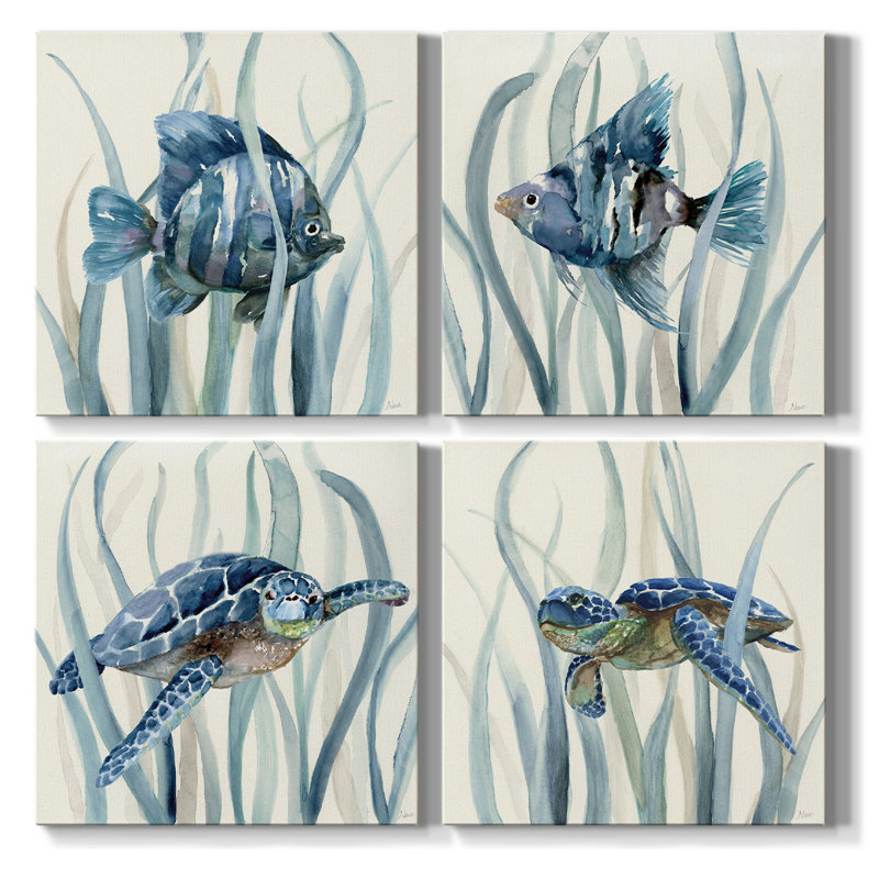 Renditions Gallery - Ensemble de 4 reproductions d'art sur toile encadrées, H 16 po x l 16 po x P 4,5 po