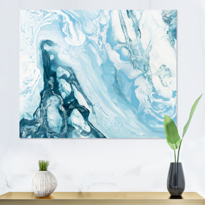 Vague bleue liquide - peinture sur toile