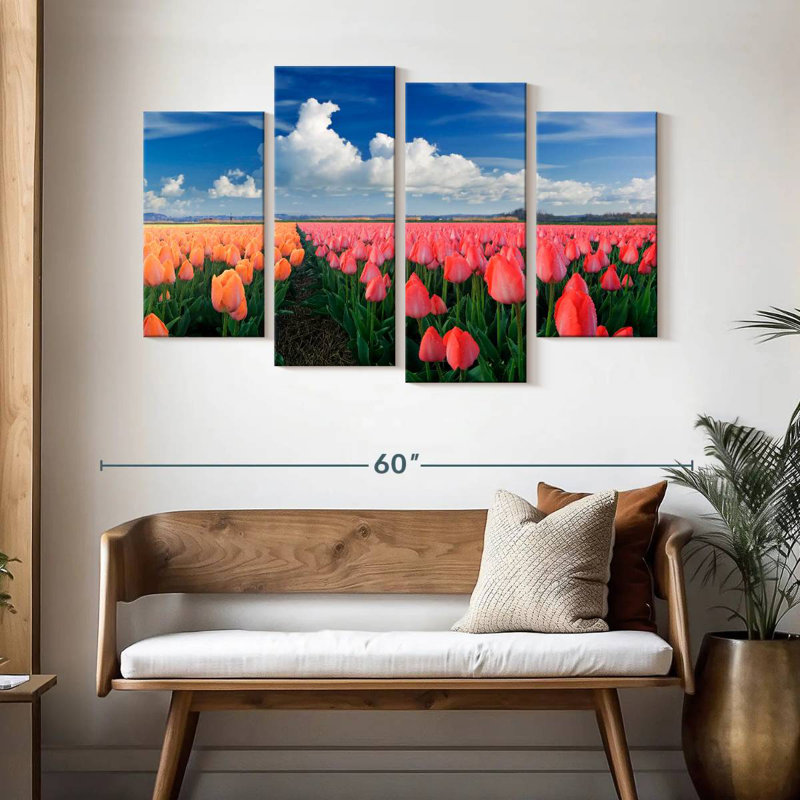 Tulipes roses et orange Alvord, H 32 po x l 52 po