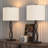 26" Modern Black Metal Table Lamp with  3 Way Dimmable Light and Linen Drum Shade-1928456845