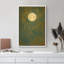 Pleine lune avec lignes dorées fluides sur fond vert foncé, impression sur toile encadrée-643125526-643125530