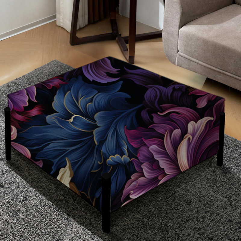 Grand repose-pieds carré Regal mauve et bleu luxueux Opulence