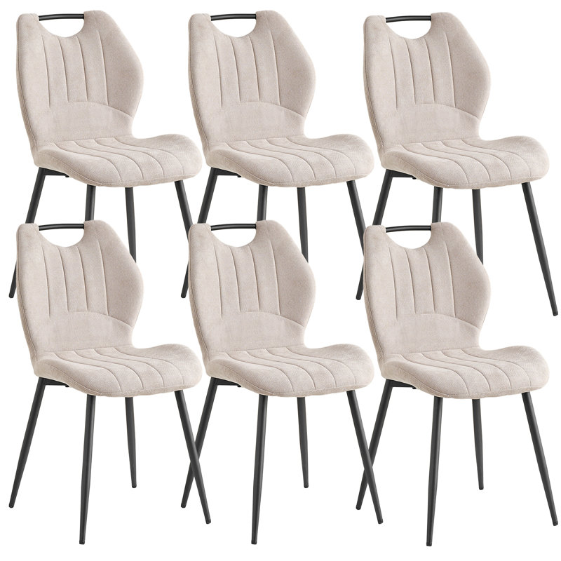 Upholstered Linen Dining Chair, Beige, 6