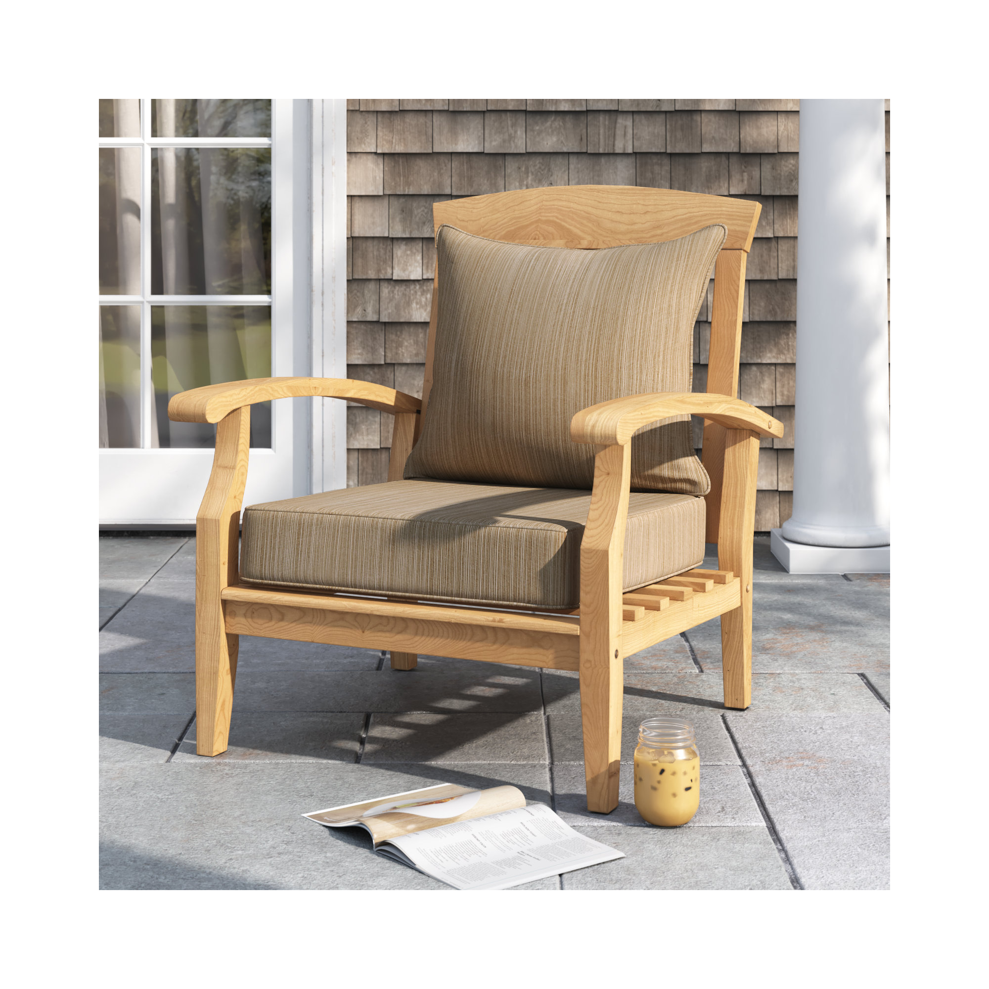 Indoor/Outdoor Sunbrella Seat/Back Cushion, 5" H x 23" W x 23.5" D, Beige Sunbrella®