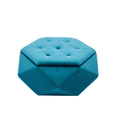 Elegant Velvet Polygon Diamond Tufted Storage Ottoman, Multi-Functional Footrest And Seating Solution For Home, Comfortable And Practical Storage