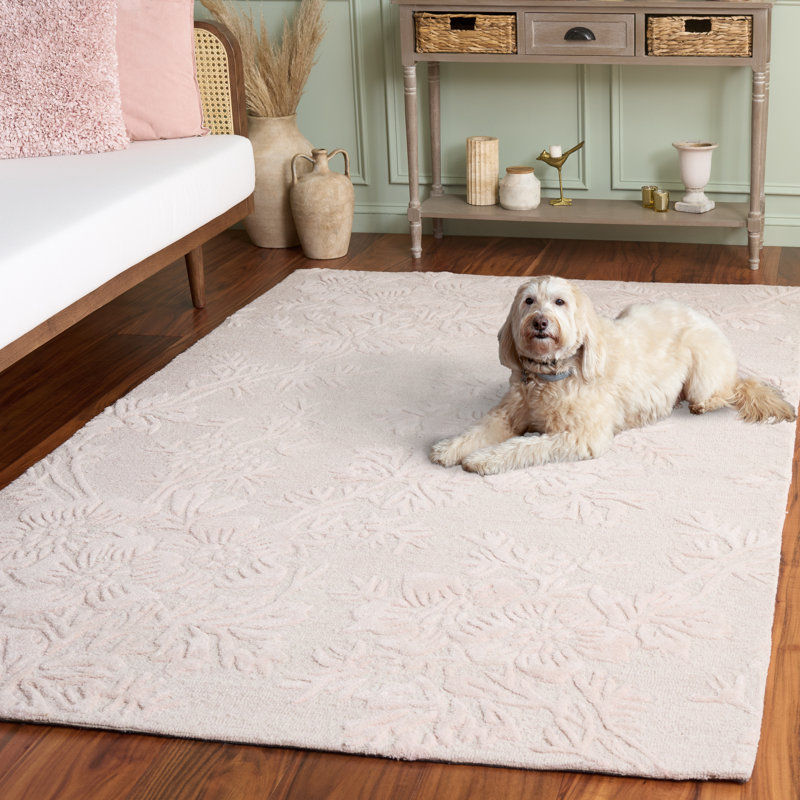 Ivory / Charcoal Hand-Tufted Wool, Cotton, and Viscose Area Rug, Rectangle 5' x 8'