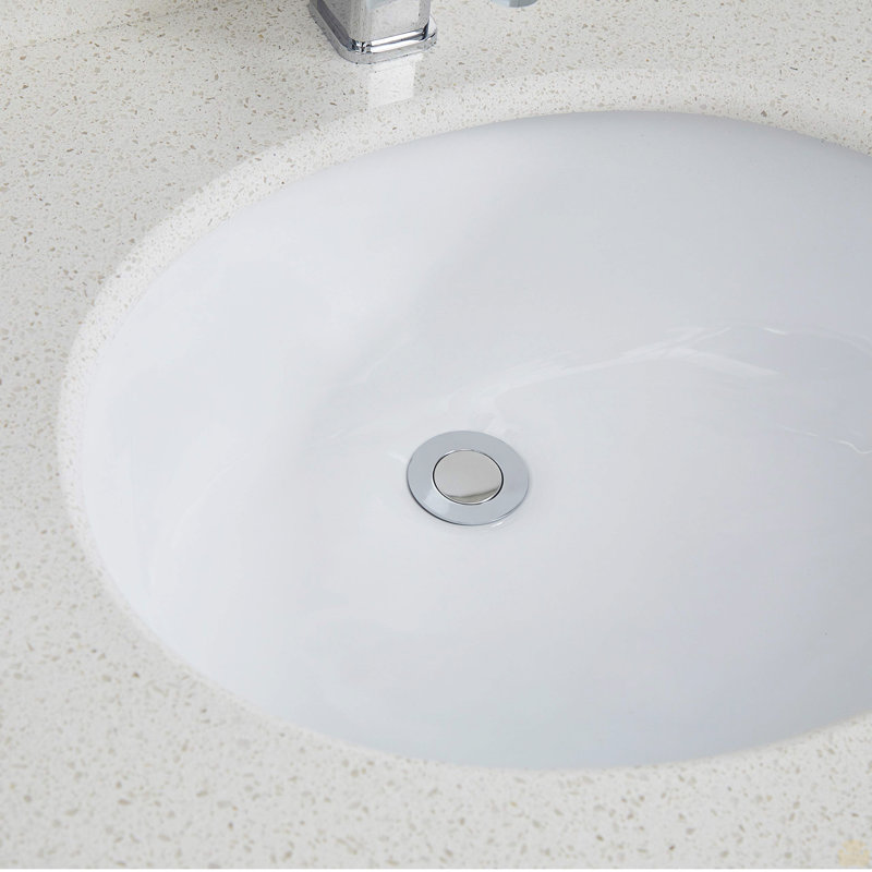 Lavabo de salle de bain ovale encastré avec trop-plein