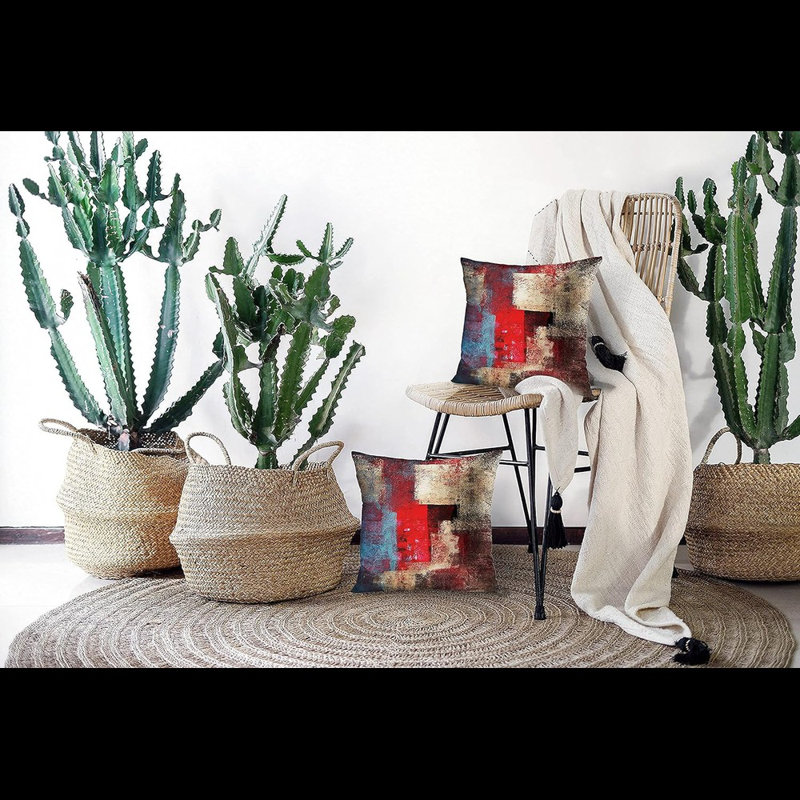 Red Brown And Gray Decorative Pillow Cases